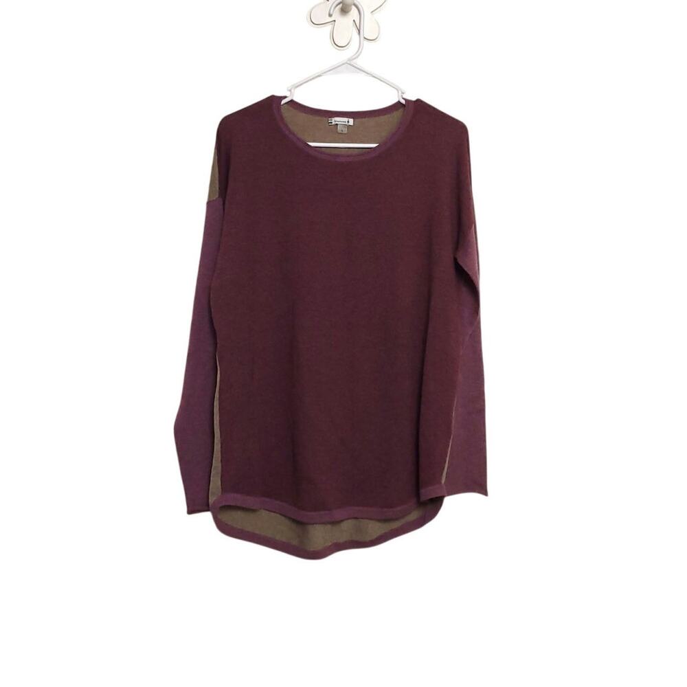 SMARTWOOL Wool Blend Color Block Long Sleeve Top Sweater Sz Large - Picture 2 of 6